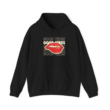 Good Vibes Red Lips Hoodie – Retro Lip Graphic Sweatshirt