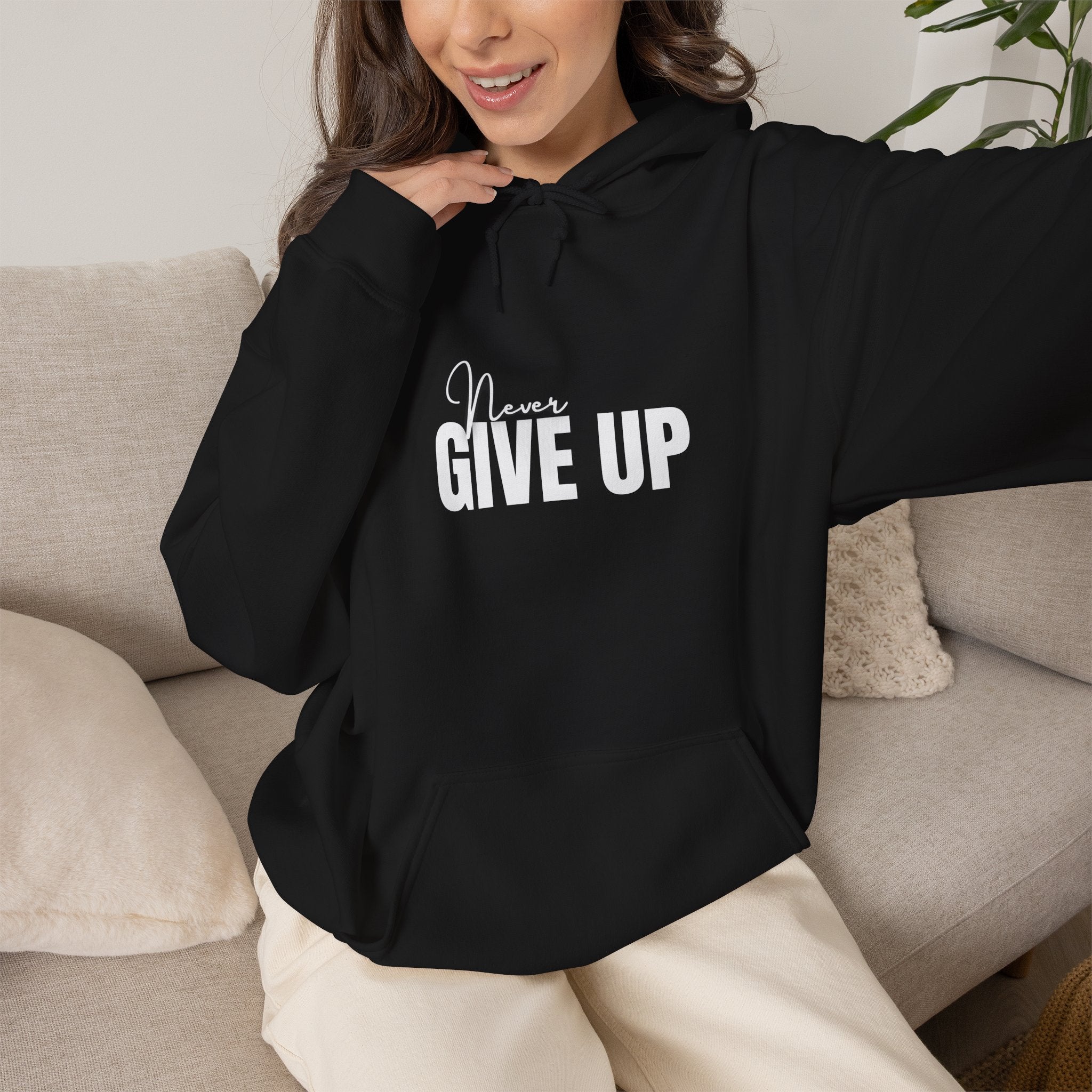 Never Give Up Hoodie – Motivational Inspirational Pullover for Athletes & Students