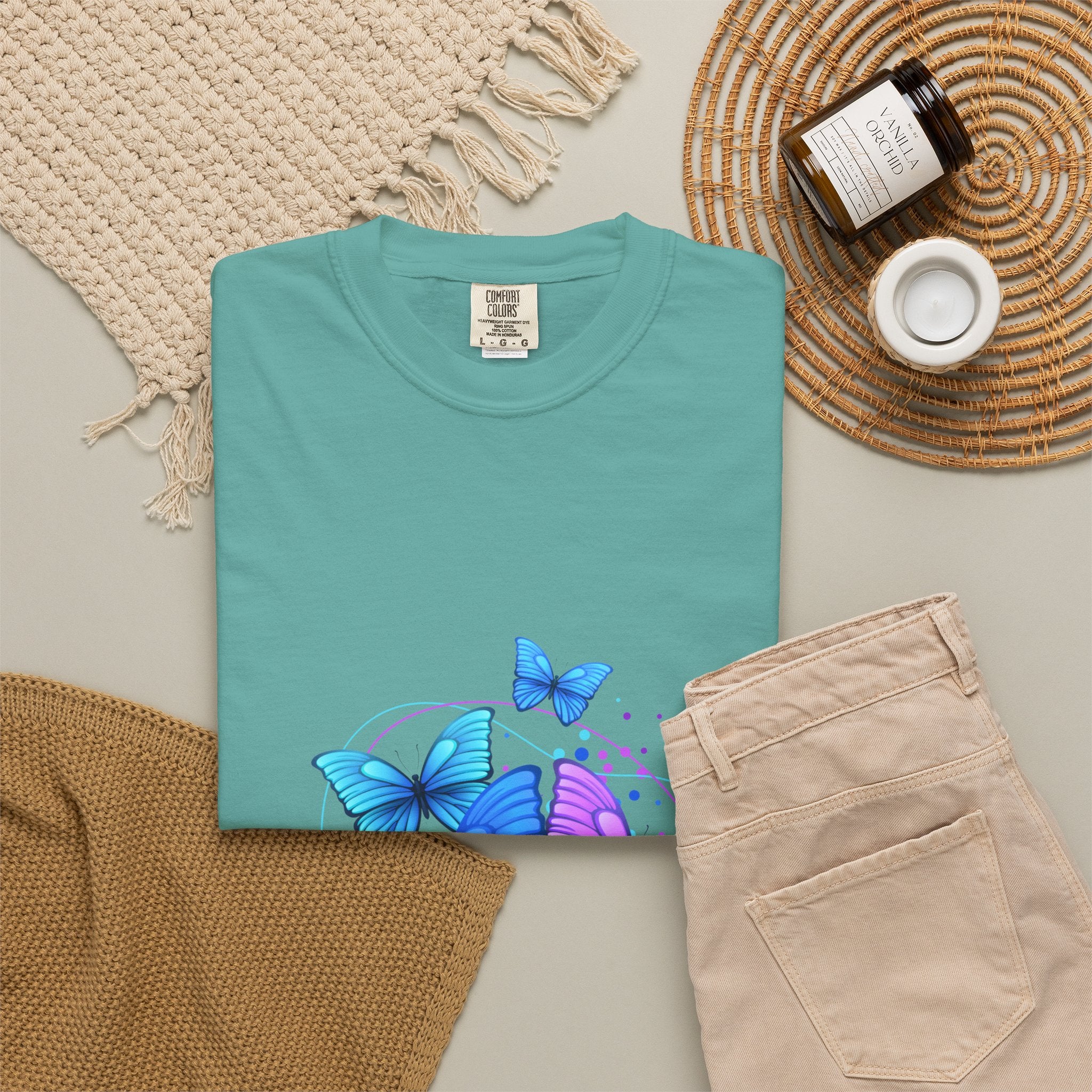 Butterfly Cluster T‑Shirt — Blue & Purple Wings Graphic Tee