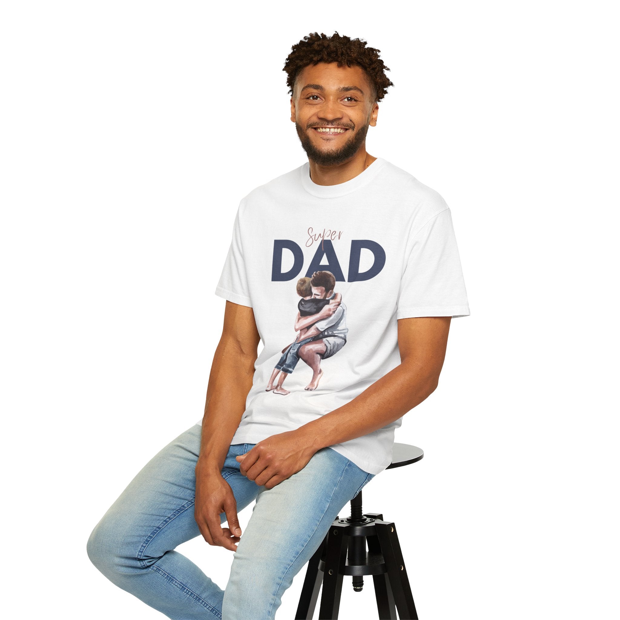 Father & Son Hug T-Shirt — Super Dad Graphic Tee for Father's Day