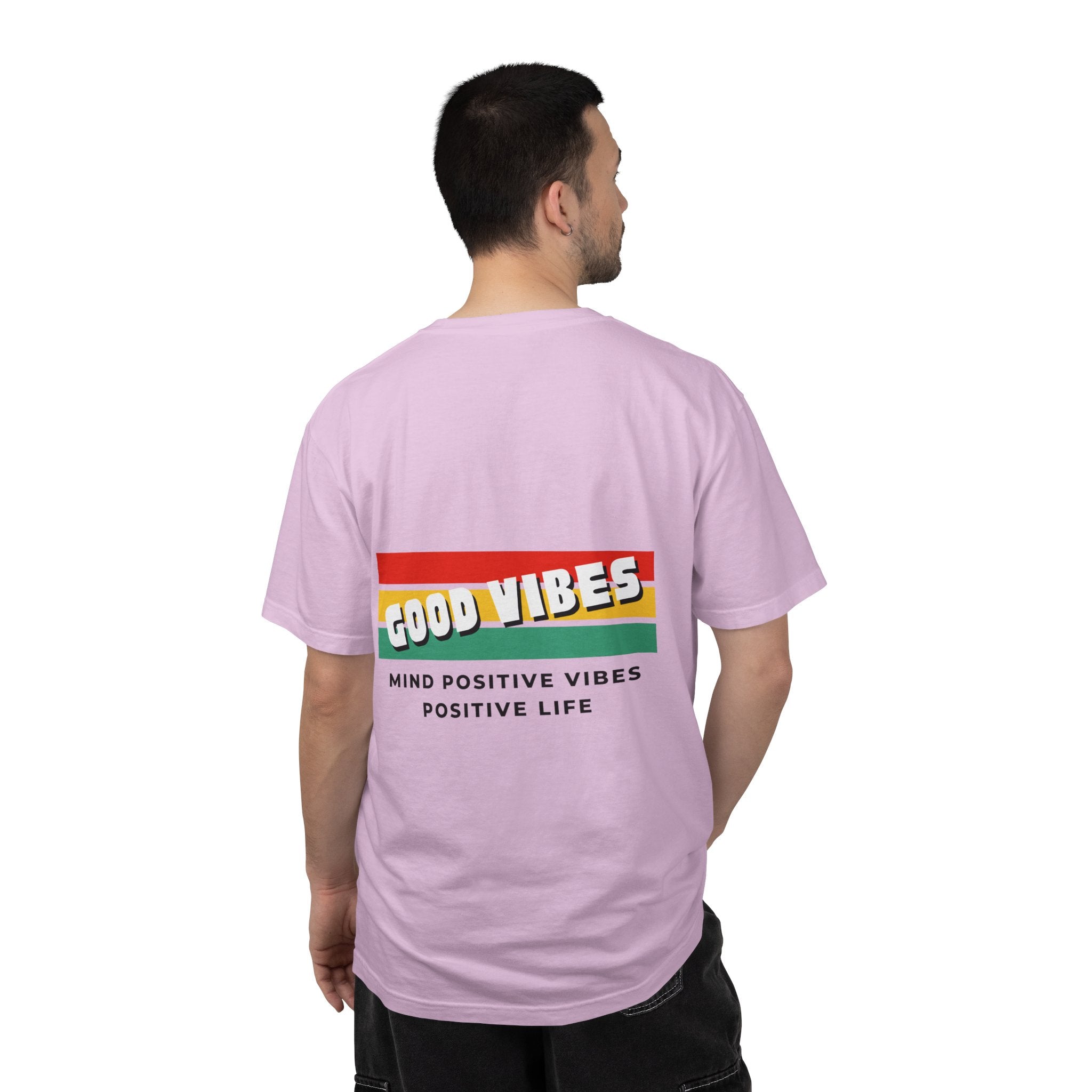 Good Vibes T-Shirt — Retro Stripes “Mind Positive Vibes, Positive Life”