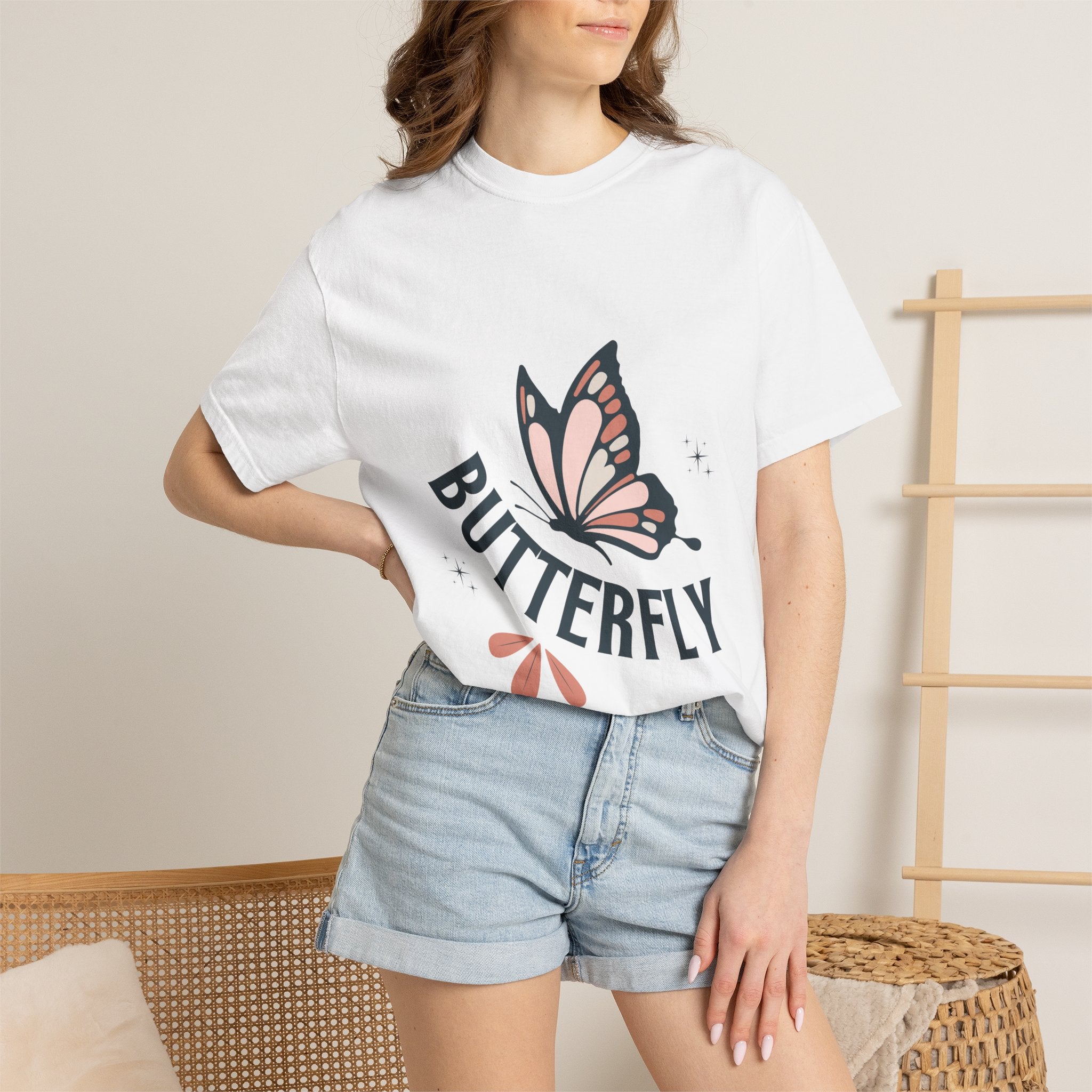 Butterfly Graphic T-Shirt — Pink Monarch Floral Tee