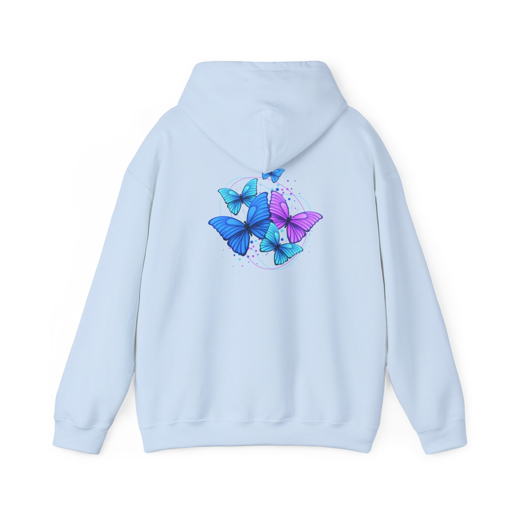 Butterfly Cluster Hoodie – Blue & Purple Butterfly Graphic Sweatshirt