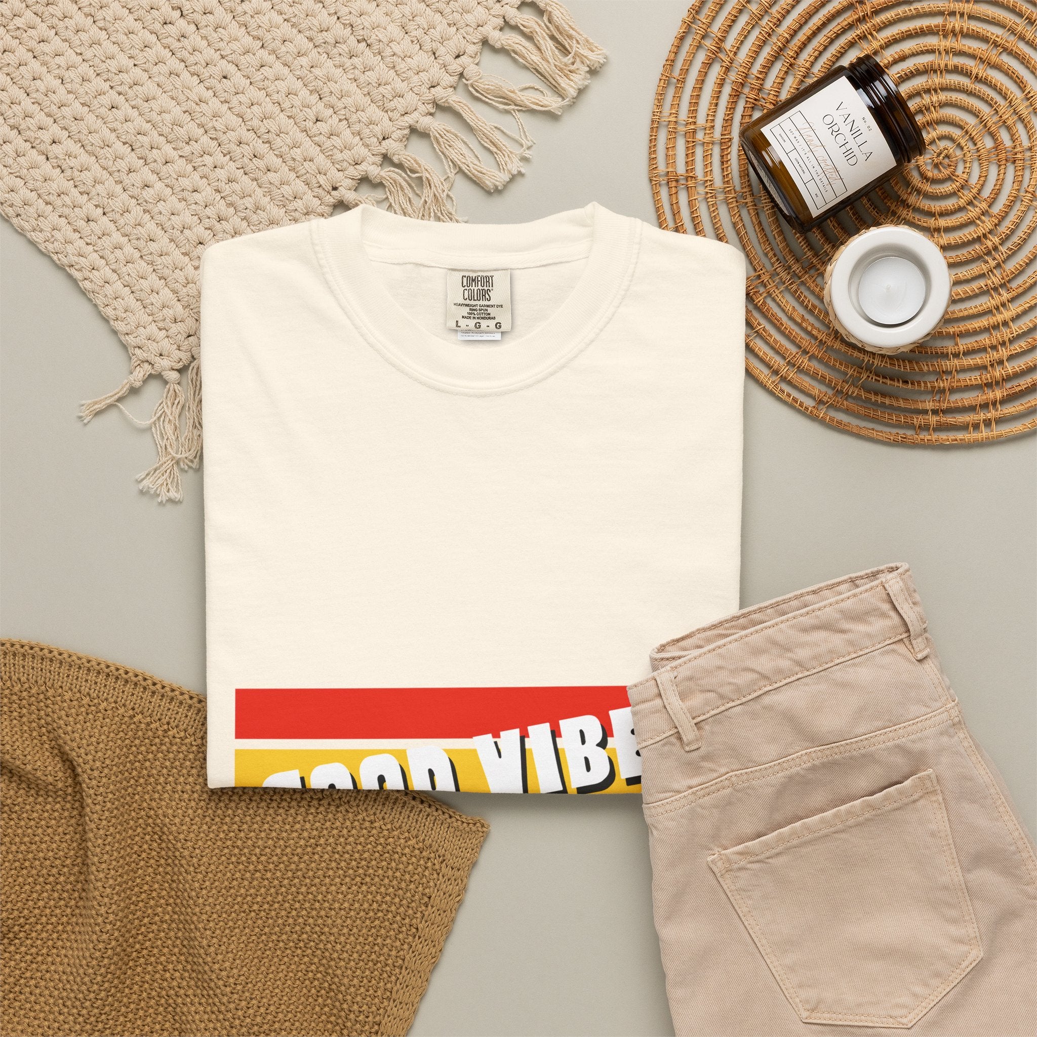 Good Vibes T-Shirt — Retro Stripes “Mind Positive Vibes, Positive Life”