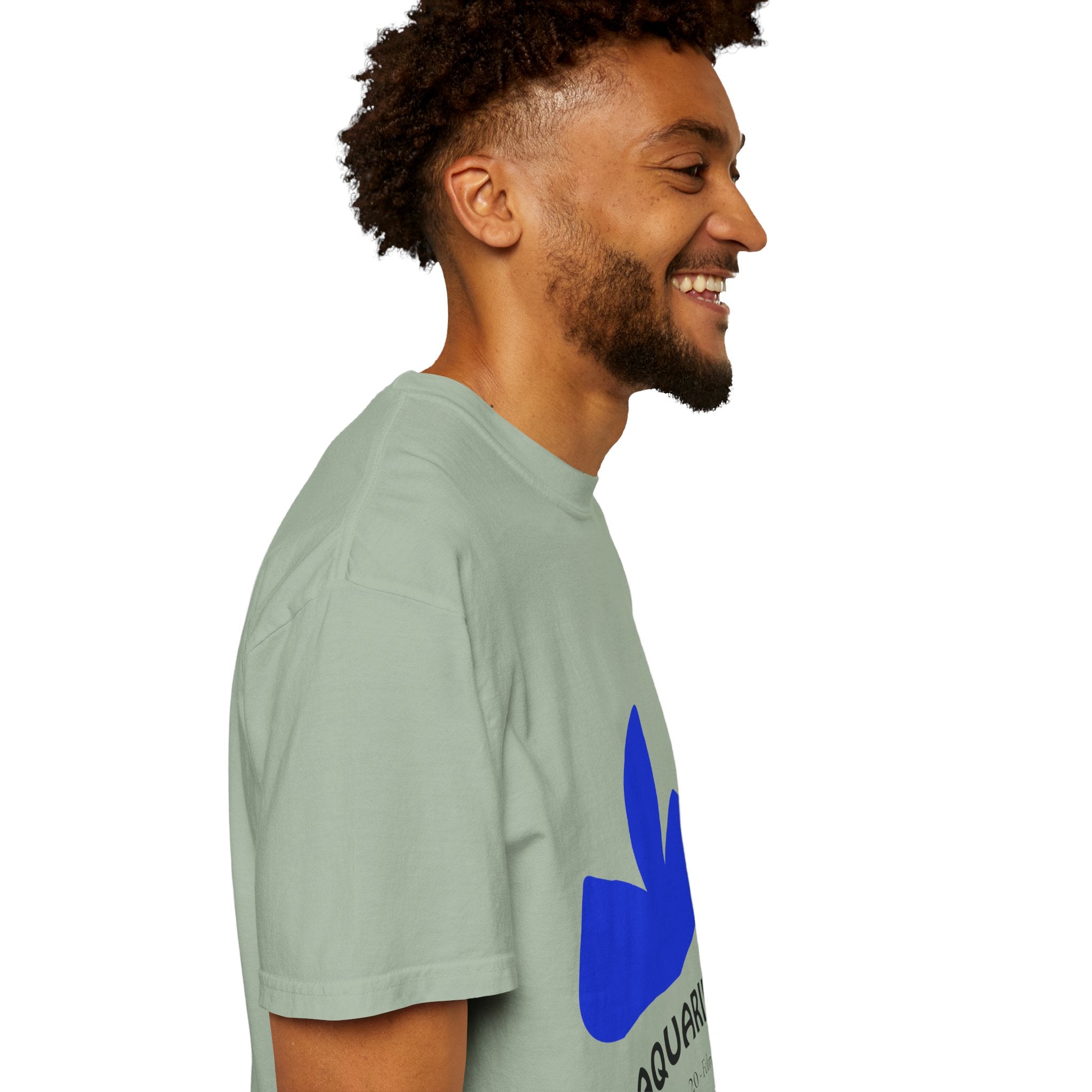 Aquarius Zodiac T-Shirt — Bold Blue Symbol, January 20–February 18 Astrology Tee