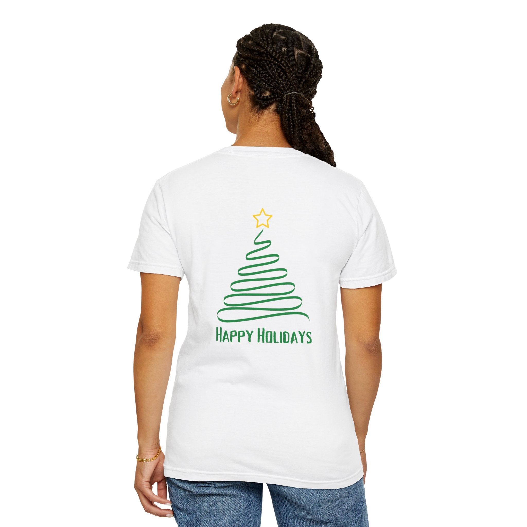 Holiday Spiral Christmas Tree T-Shirt — "Happy Holidays" Minimalist Graphic