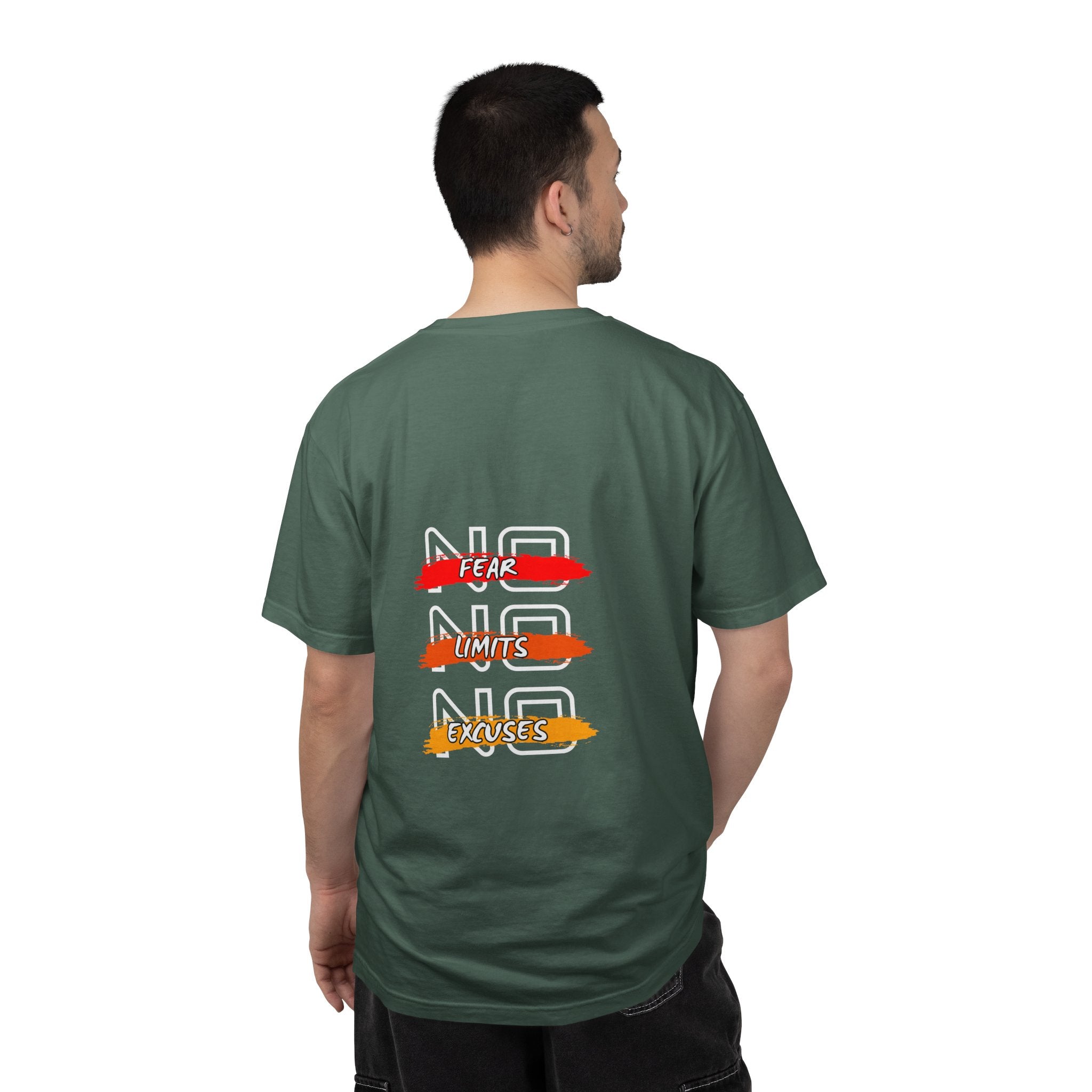 T-Shirt — "No Fear, No Limits, No Excuses" Motivational Graphic Tee