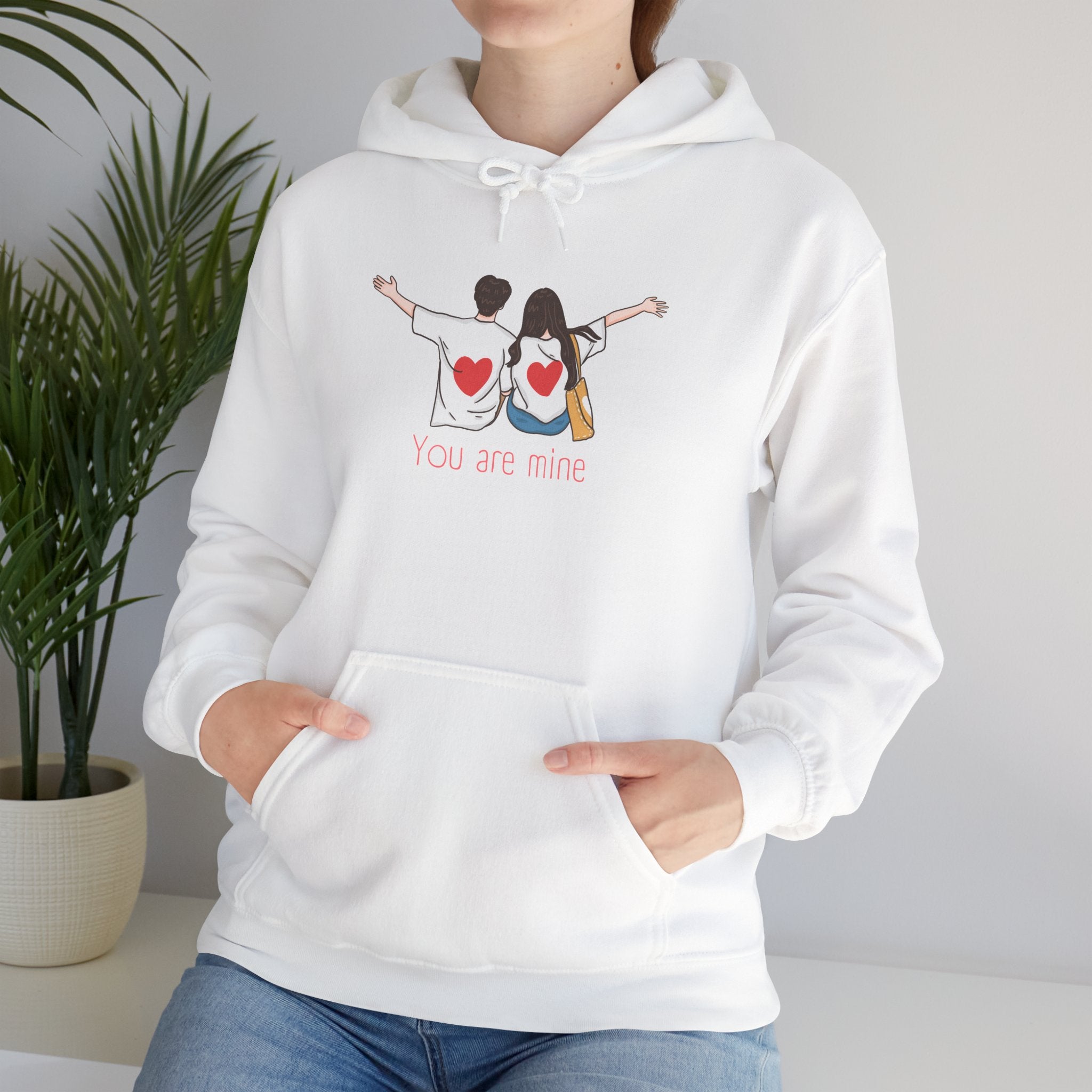 Cute Couples Hoodie — "You Are Mine" Matching Heart Back Design