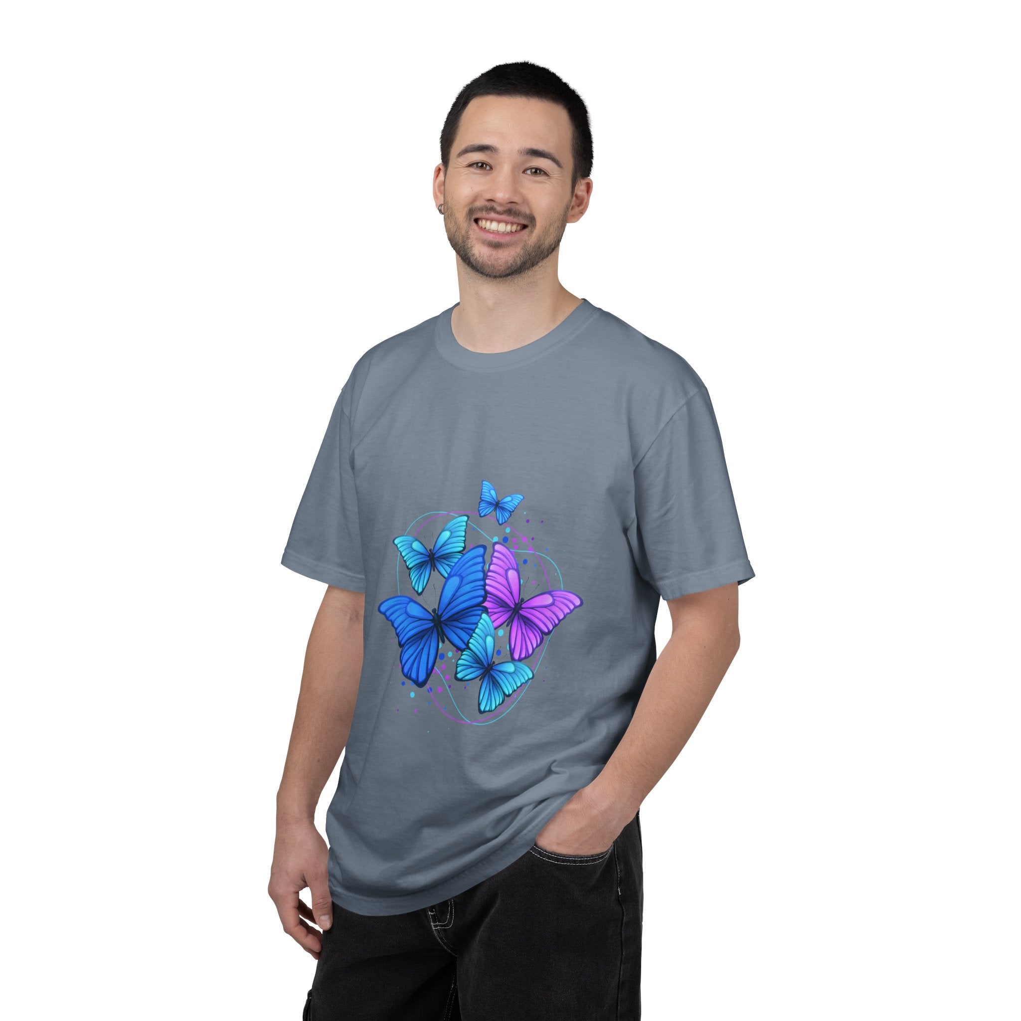 Butterfly Cluster T‑Shirt — Blue & Purple Wings Graphic Tee