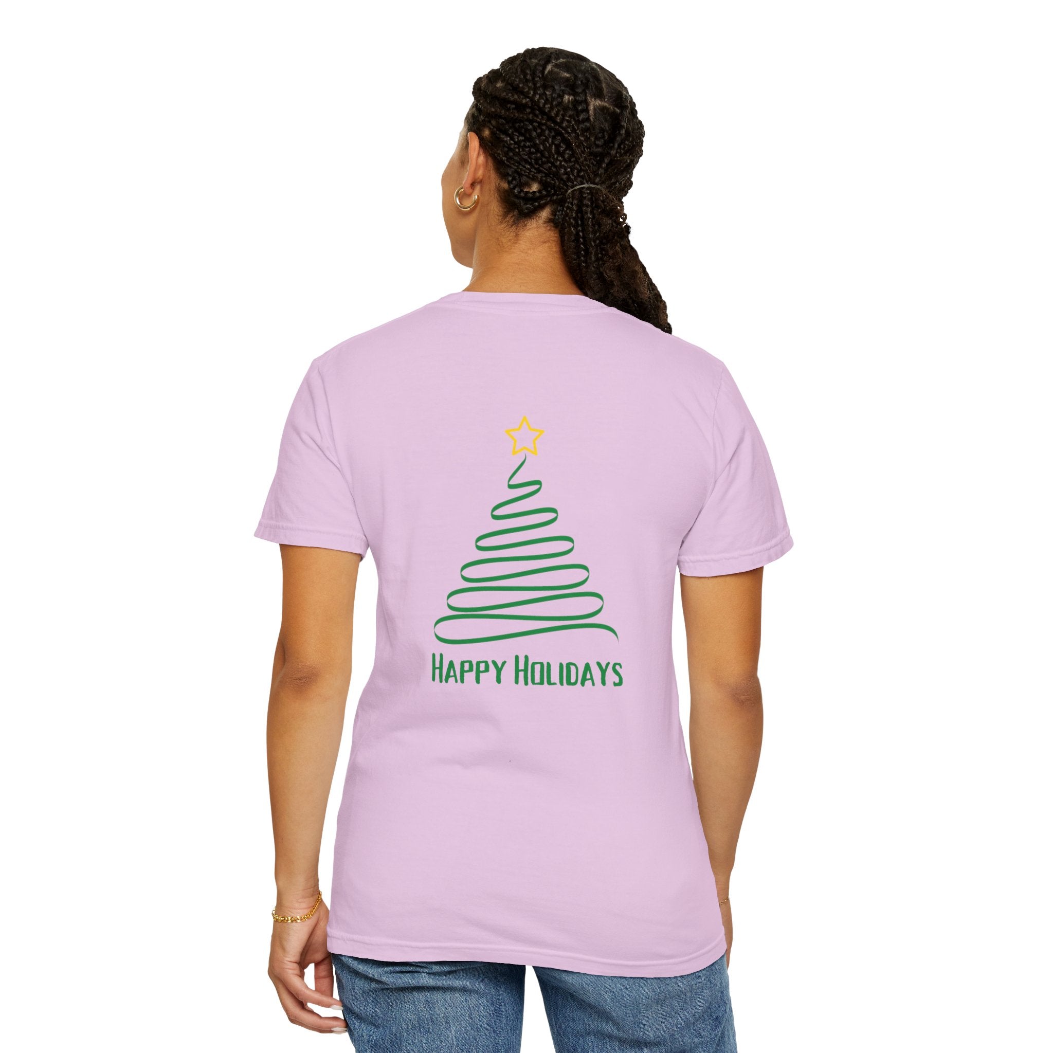 Holiday Spiral Christmas Tree T-Shirt — "Happy Holidays" Minimalist Graphic