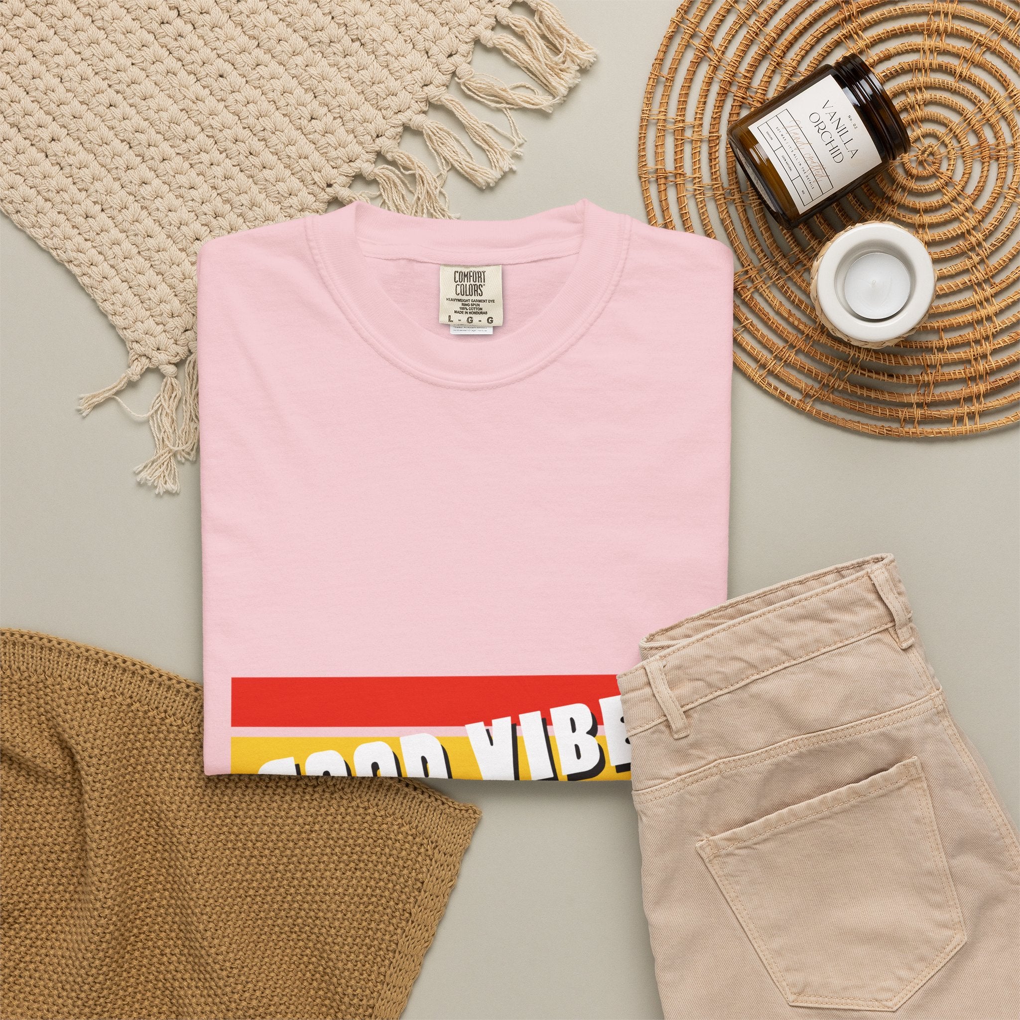 Good Vibes T-Shirt — Retro Stripes “Mind Positive Vibes, Positive Life”