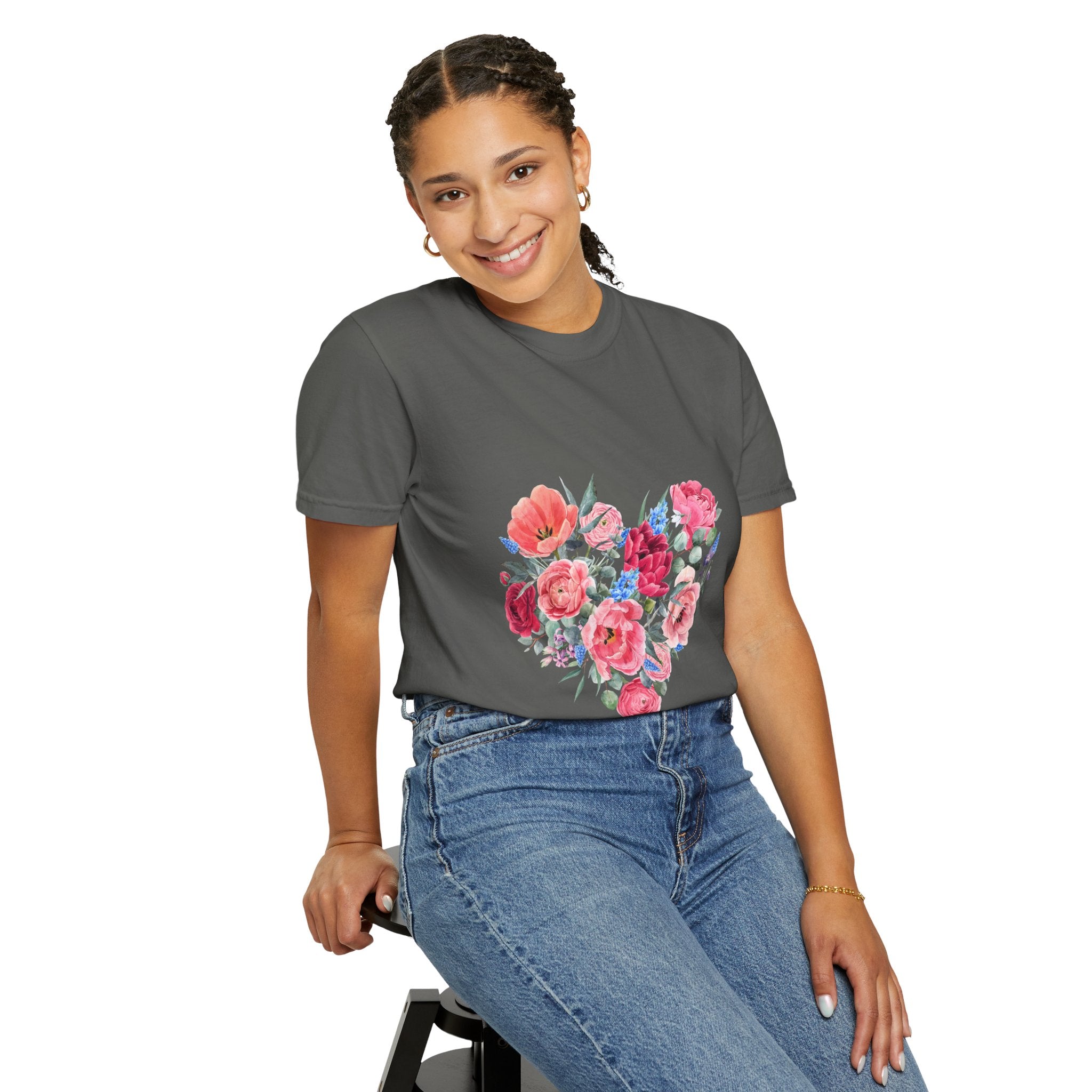 Floral Heart T-Shirt – Watercolor Rose Heart Graphic Tee (Valentine’s Day, Mother's Day)