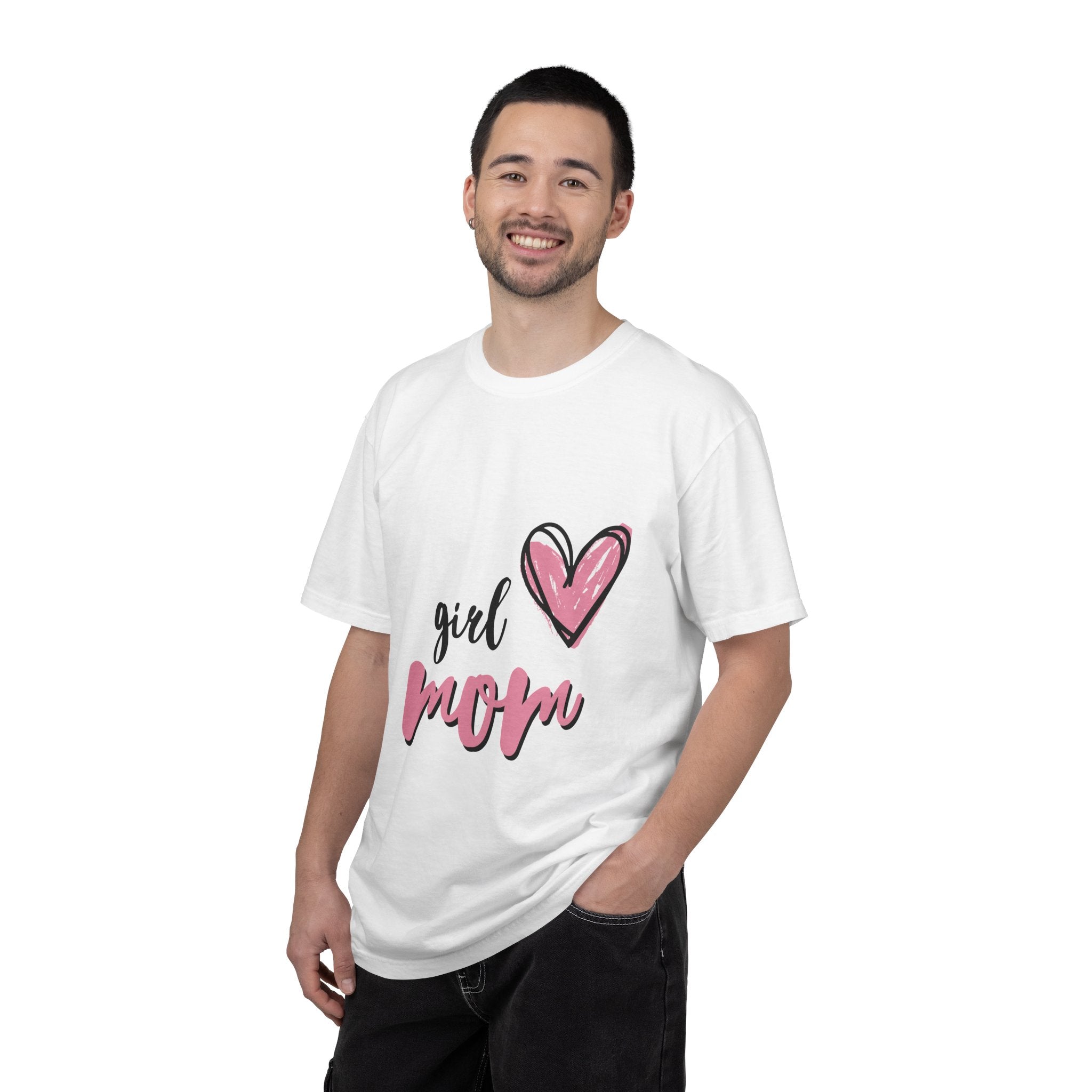 Girl Mom T-Shirt — Pink Heart Mom Shirt for New & Proud Mothers