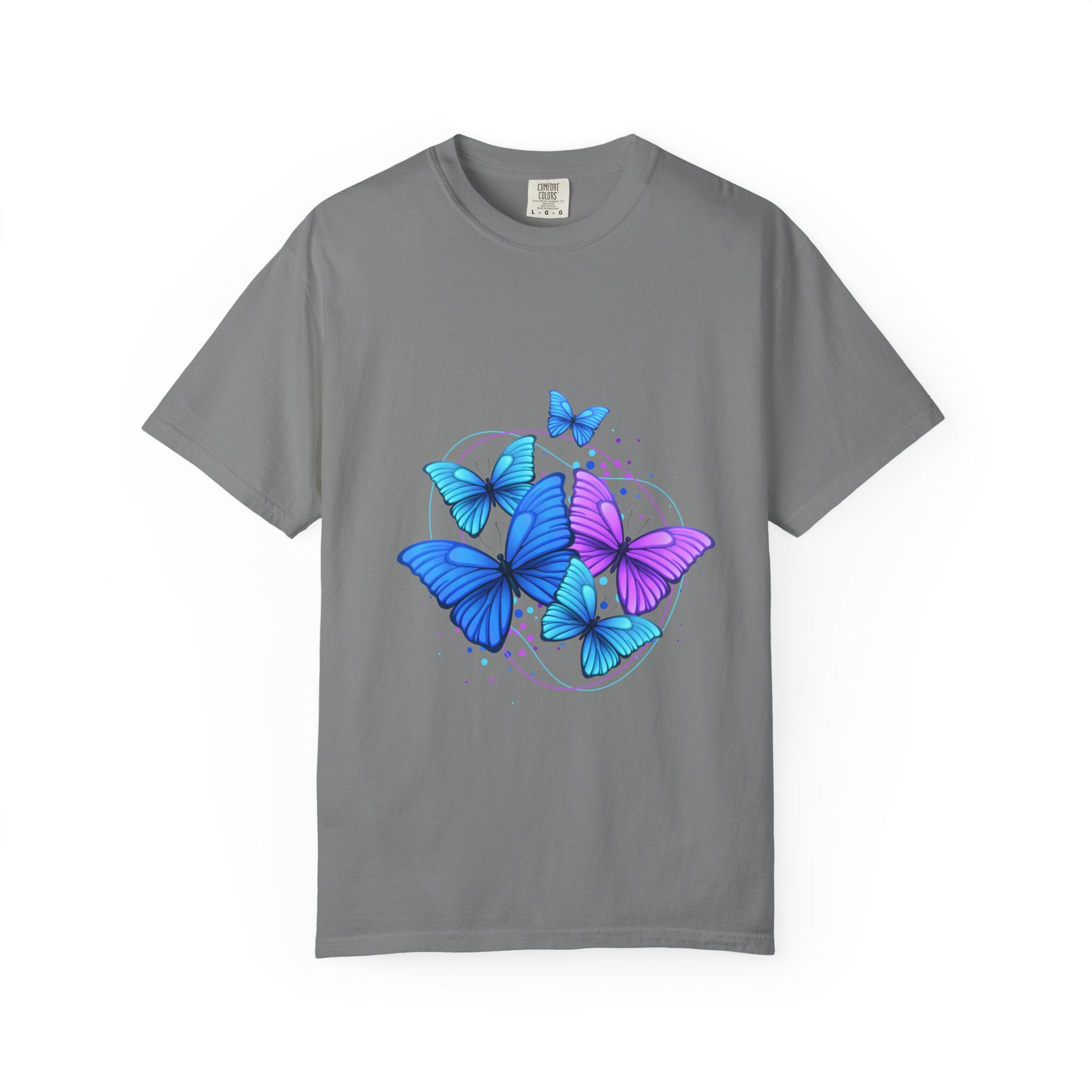 Butterfly Cluster T‑Shirt — Blue & Purple Wings Graphic Tee