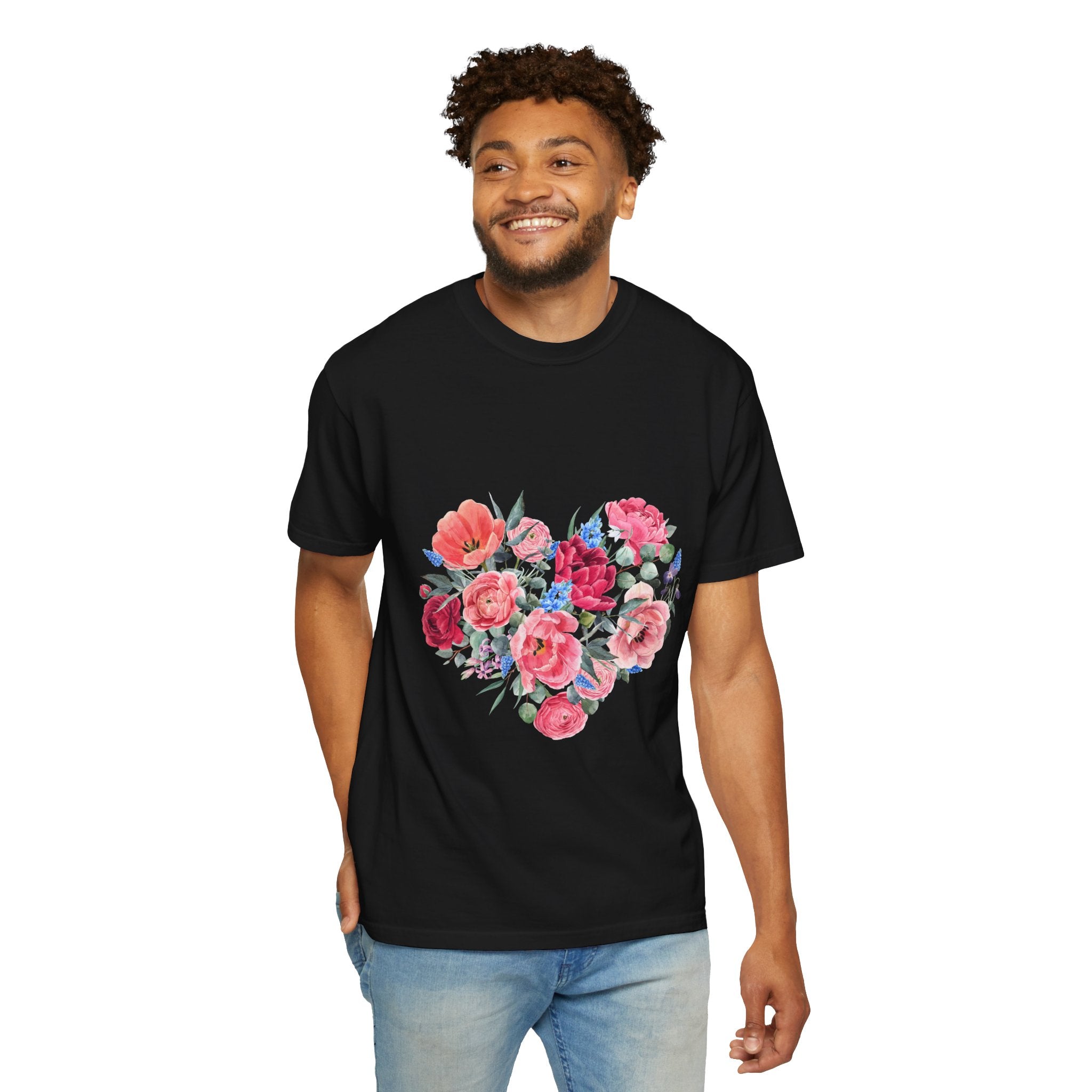 Floral Heart T-Shirt – Watercolor Rose Heart Graphic Tee (Valentine’s Day, Mother's Day)