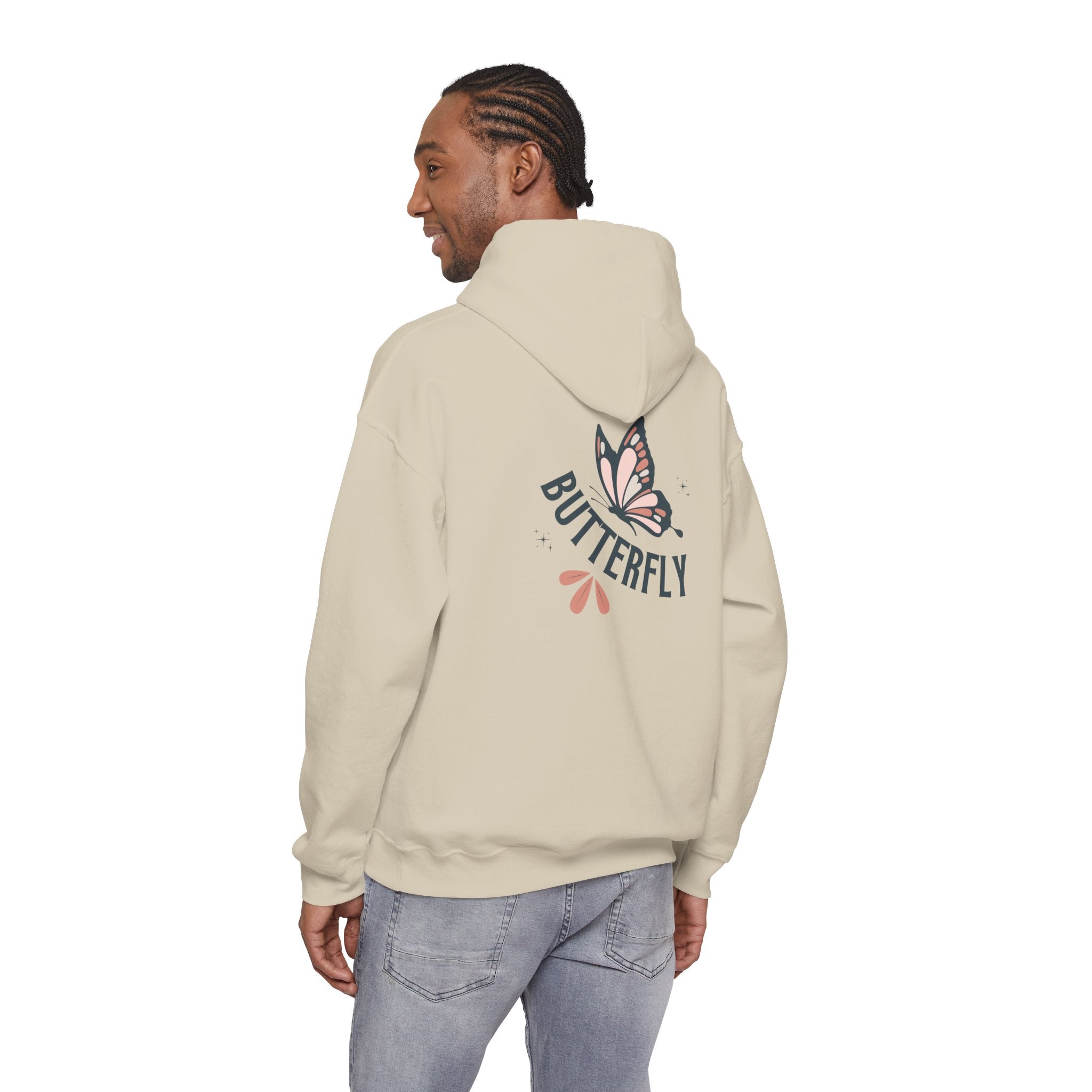 Butterfly Hoodie — Floral Pink Butterfly Graphic Pullover